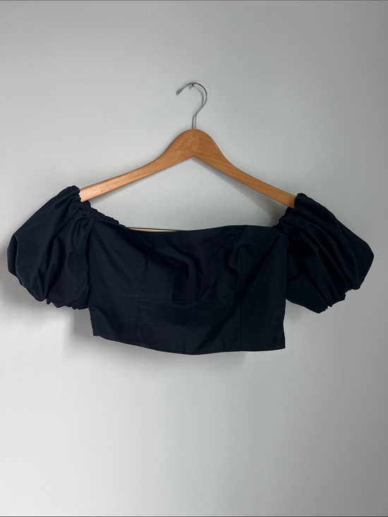 Abercrombie & Fitch Tops - Abercrombie & Fitch | Black Puff-Sleeve Crop Top Cotton Blend NWT Size S